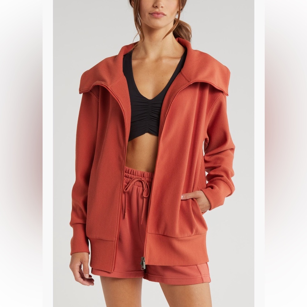 Zella Ribbed Zip Jacket - Picture 1 of 4